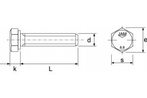 Grade 8.8 High Tensile Steel Hexagon Head Bolt (Fully Threaded)