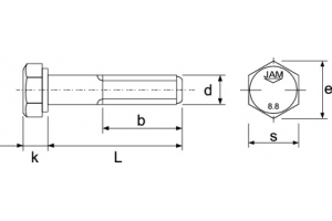 Grade 8.8 High Tensile Steel Hexagon Head Bolt (Partial Threaded)